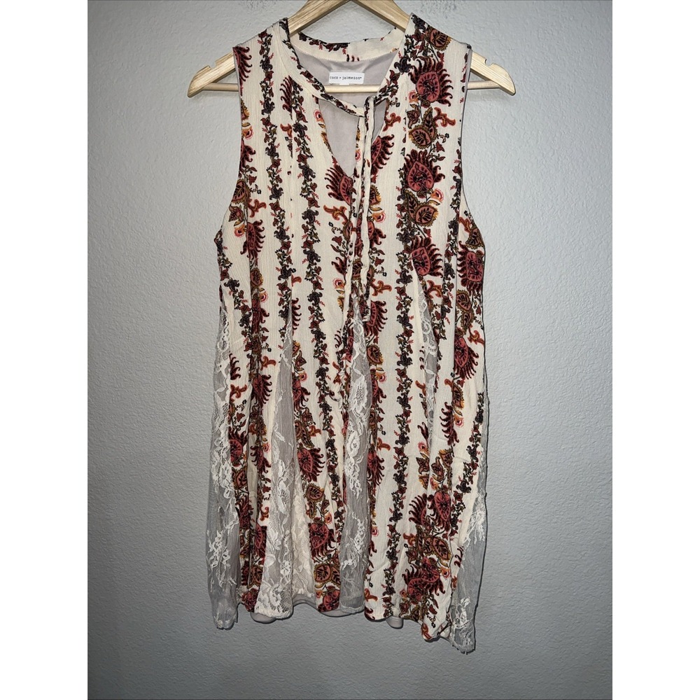 Coco + Jamison Casual BEIGE Polyester Fabric Lined BOHO Lace Dress XL